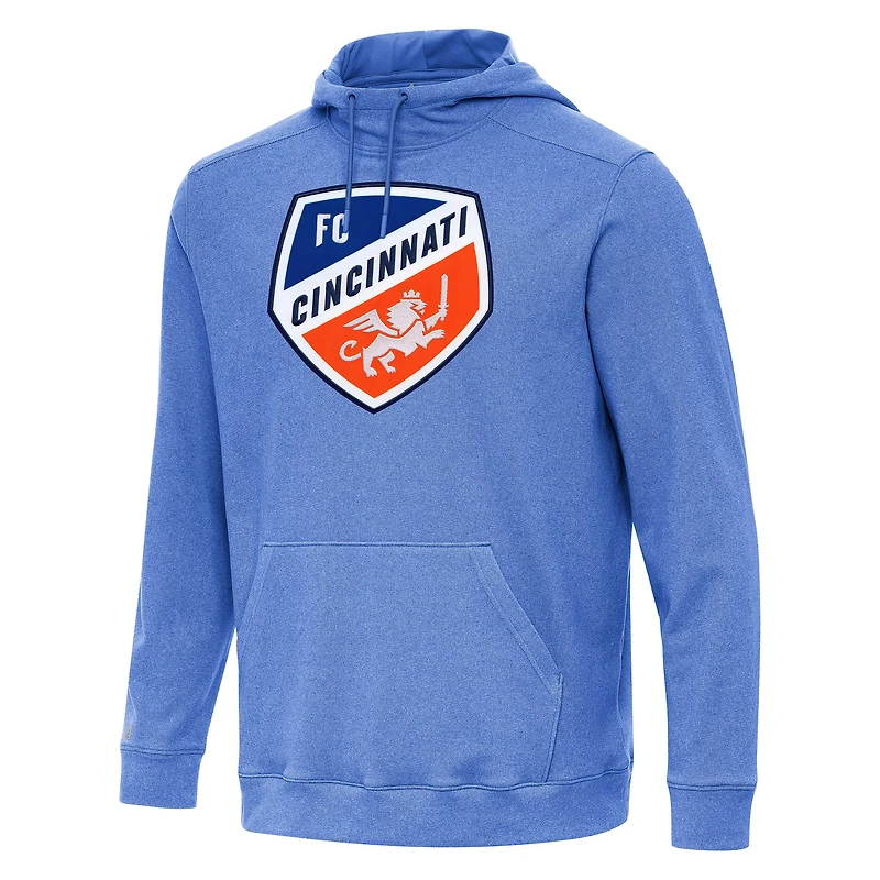 Men's Antigua Heather Blue FC Cincinnati Cloud Pullover Hoodie