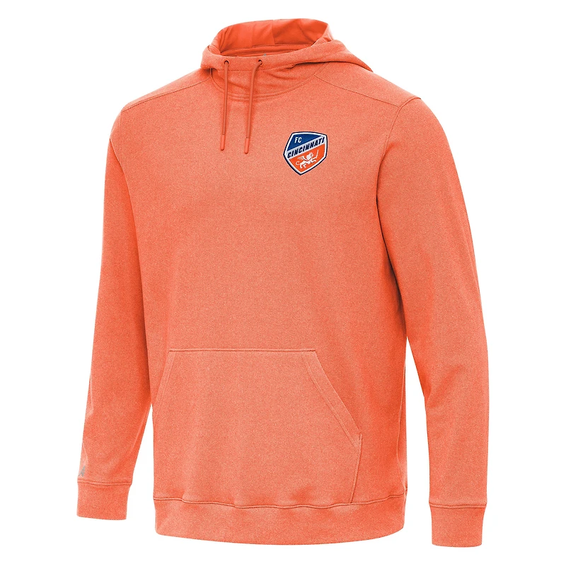 Men's Antigua Heather Orange FC Cincinnati Cloud Pullover Hoodie