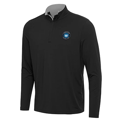 Men's Antigua Black Charlotte FC Content Quarter-Zip Jacket
