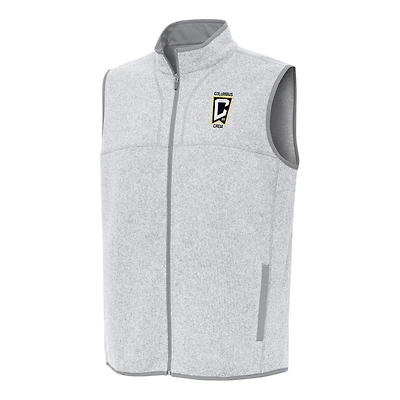Men's Antigua Heather Gray Columbus Crew Fortune Full-Zip Vest