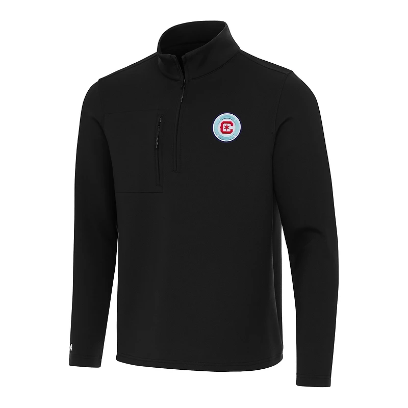 Men's Antigua Black Chicago Fire Insider Quarter-Zip Jacket