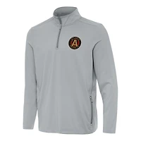 Men's Antigua Gray Atlanta United FC Perilous Quarter-Zip Pullover Top