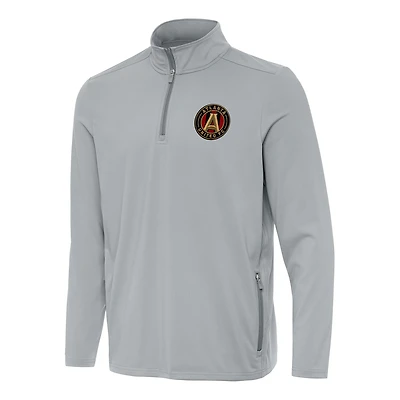 Men's Antigua Gray Atlanta United FC Perilous Quarter-Zip Pullover Top