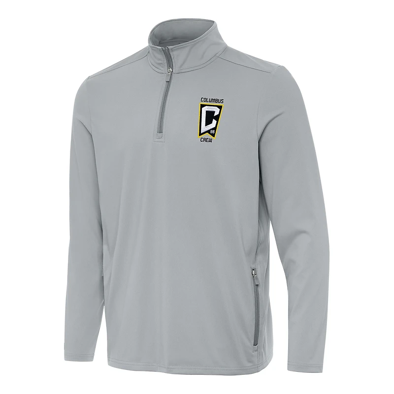 Men's Antigua Gray Columbus Crew Perilous Quarter-Zip Pullover Top