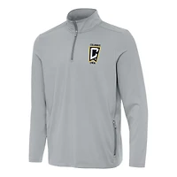Men's Antigua Gray Columbus Crew Perilous Quarter-Zip Pullover Top