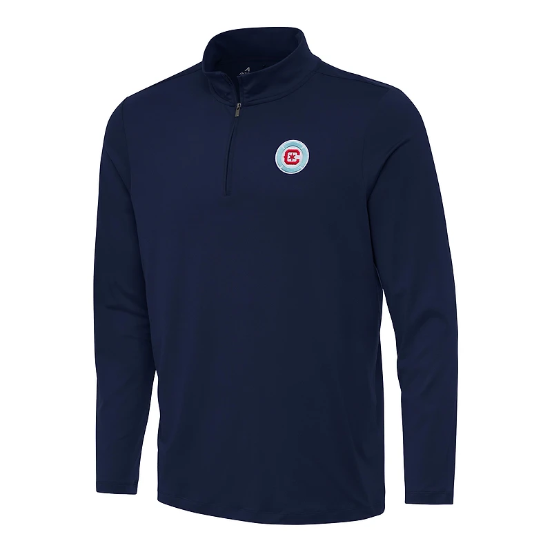 Men's Antigua Navy Chicago Fire Reprocess Quarter-Zip Jacket