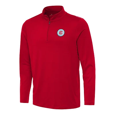 Men's Antigua Red Chicago Fire Reprocess Quarter-Zip Jacket