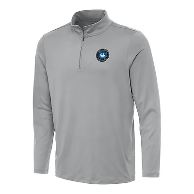 Men's Antigua Gray Charlotte FC Reprocess Quarter-Zip Jacket