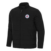 Men's Antigua Black Chicago Fire Swelter Full-Zip Jacket