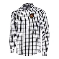 Men's Antigua Black/Gray Atlanta United FC Tending 2 Tri-Blend Long Sleeve Button-Down Shirt