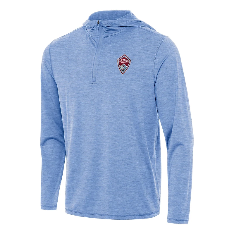 Men's Antigua Heather Powder Blue Colorado Rapids Tidy Quarter-Zip Hoodie