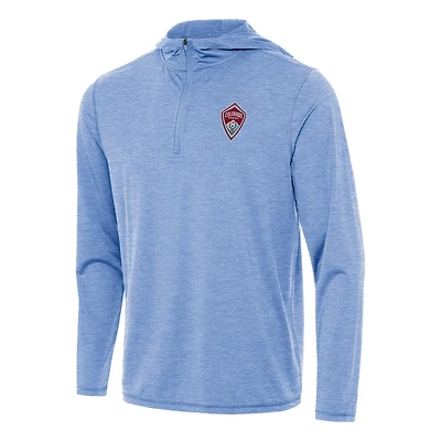 Men's Antigua Heather Powder Blue Colorado Rapids Tidy Quarter-Zip Hoodie