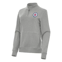 Women's Antigua Heather Gray Chicago Fire Crush Quarter-Zip Top