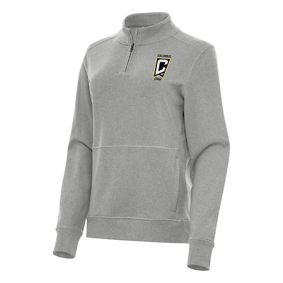 Women's Antigua Heather Gray Columbus Crew Crush Quarter-Zip Top