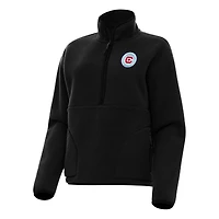 Women's Antigua Black Chicago Fire Figure Half-Zip Sweatshirt