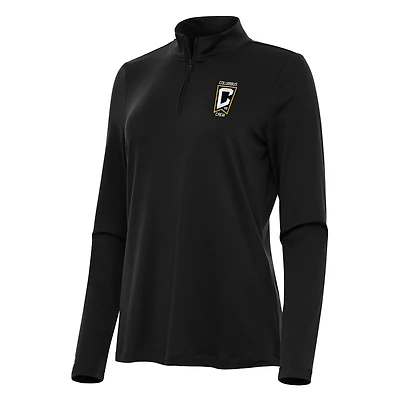 Women's Antigua Black Columbus Crew Reprocess Quarter-Zip Jacket