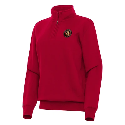 Women's Antigua Red Atlanta United FC Victory Quarter-Zip Pullover Top