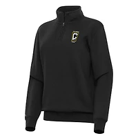 Women's Antigua Black Columbus Crew Victory Quarter-Zip Pullover Top