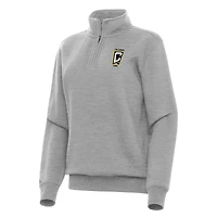 Women's Antigua Heather Gray Columbus Crew Victory Quarter-Zip Pullover Top