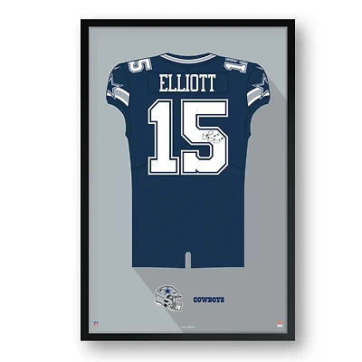 Ezekiel Elliott Dallas Cowboys 14" x 20" Framed Jersey Art Print