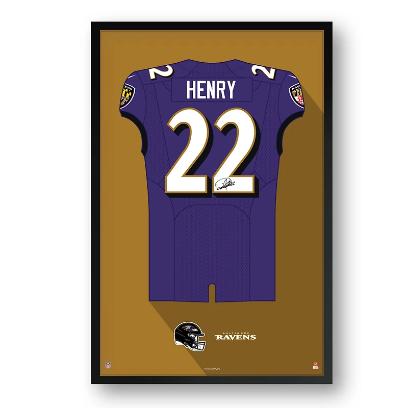 Derrick Henry Baltimore Ravens 14" x 20" Framed Jersey Art Print