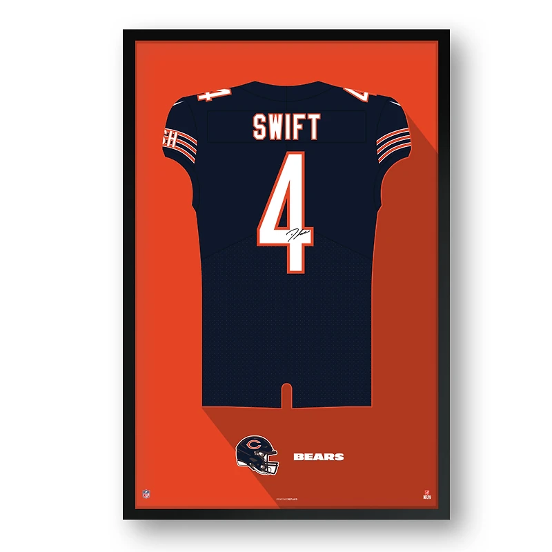 D'Andre Swift Chicago Bears 14" x 20" Framed Jersey Art Print