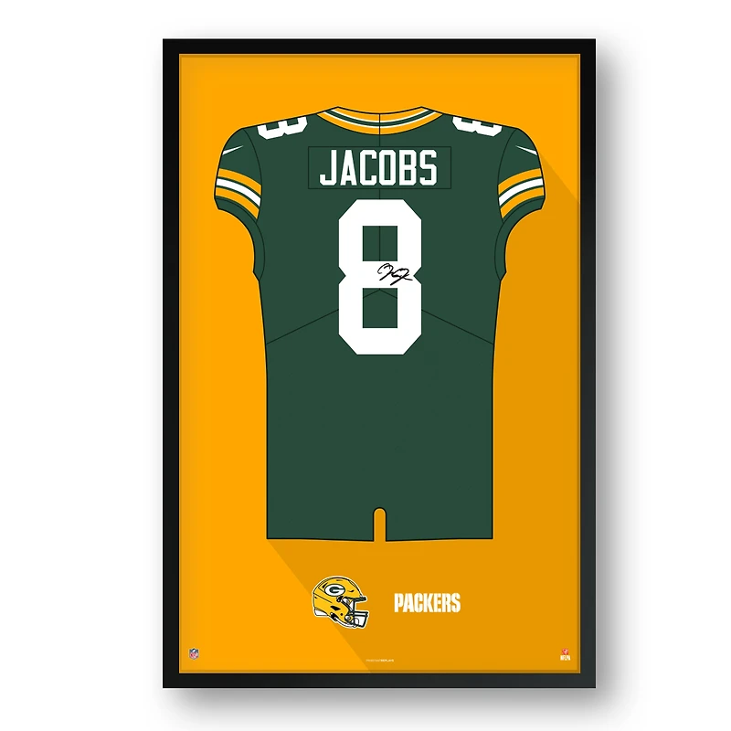 Josh Jacobs Green Bay Packers 14" x 20" Framed Jersey Art Print