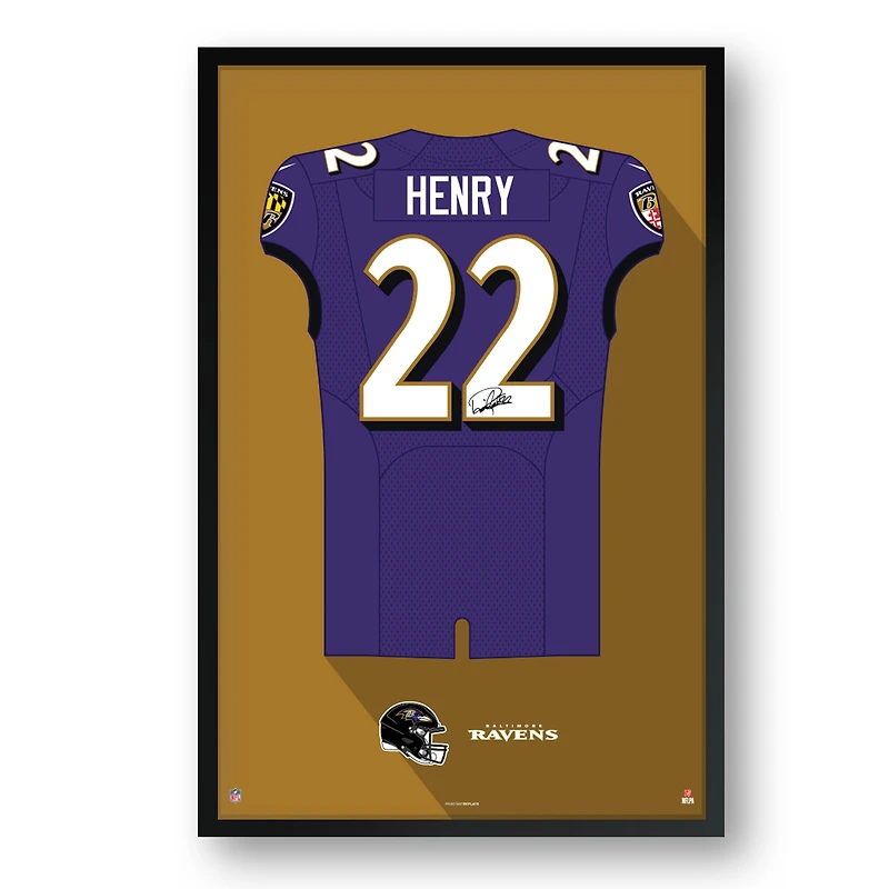 Derrick Henry Baltimore Ravens Framed 27" x 39" Jersey Art Print