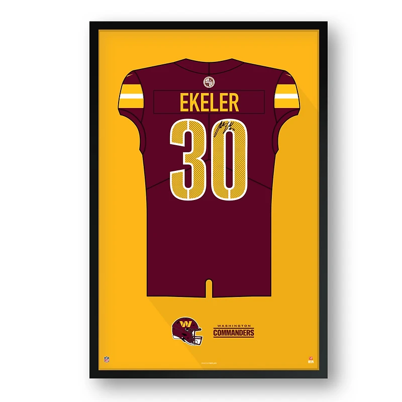 Austin Ekeler Washington Commanders Framed 27" x 39" Jersey Art Print