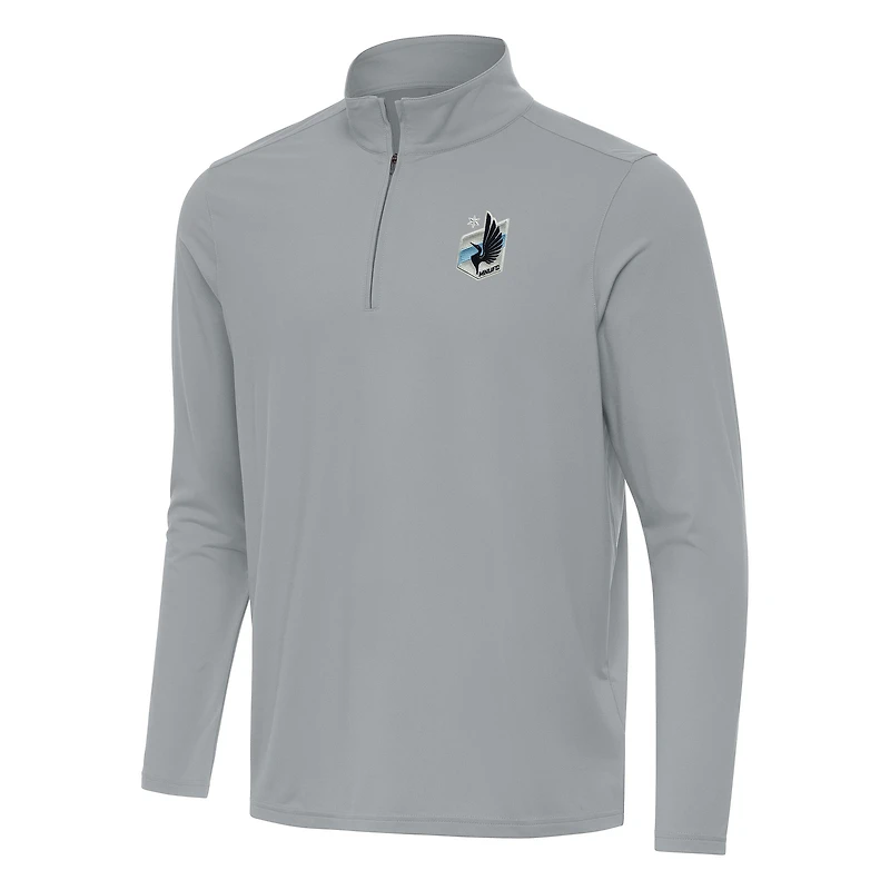 Men's Antigua Gray Minnesota United FC Intent Quarter-Zip Jacket