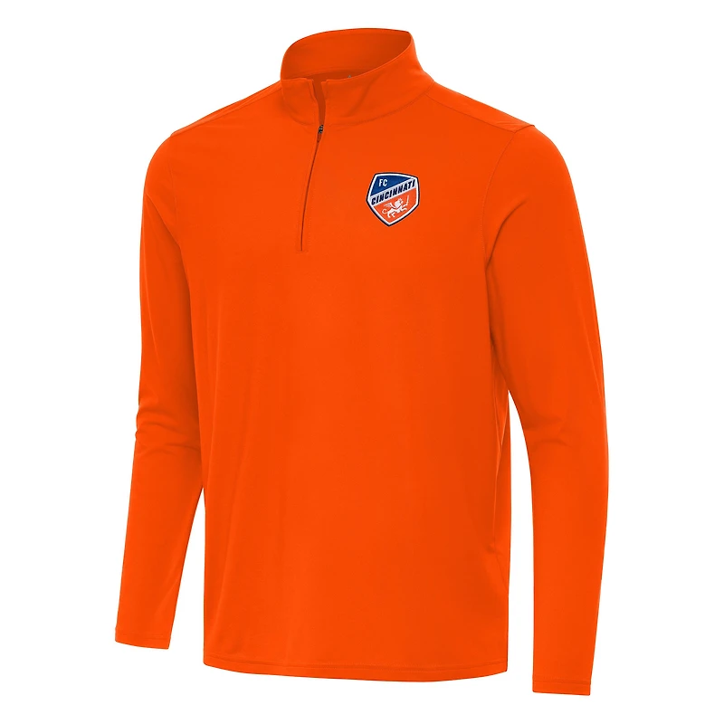 Men's Antigua Orange FC Cincinnati Intent Quarter-Zip Jacket