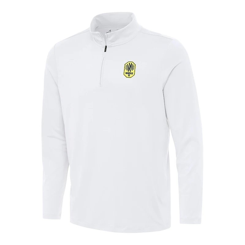 Men's Antigua White Nashville SC Reprocess Quarter-Zip Jacket