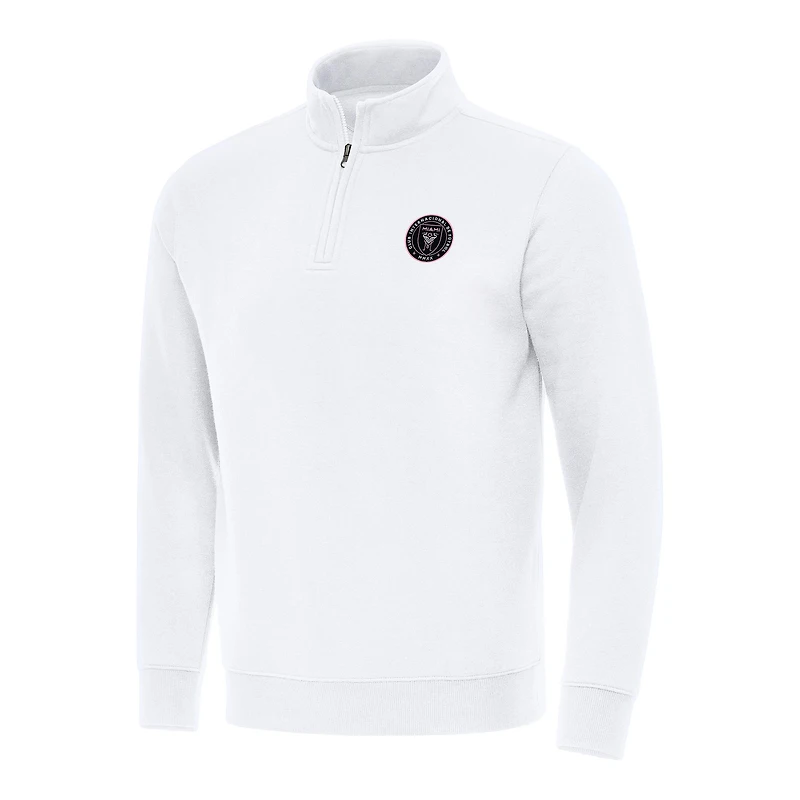 Men's Antigua White Inter Miami CF Victory Quarter-Zip Jacket