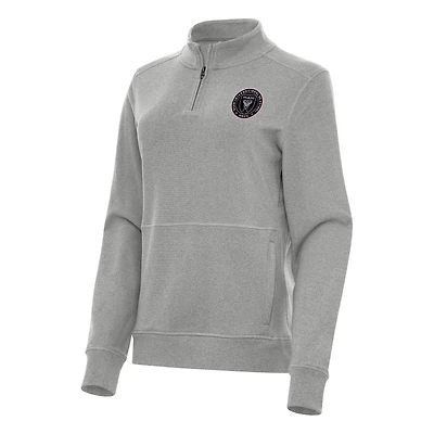 Women's Antigua Heather Gray Inter Miami CF Crush Quarter-Zip Top