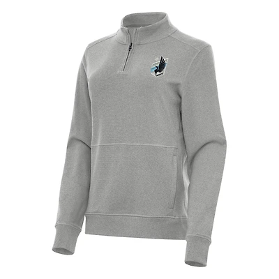 Women's Antigua Heather Gray Minnesota United FC Crush Quarter-Zip Top