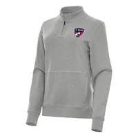 Women's Antigua Heather Gray FC Dallas Crush Quarter-Zip Top