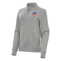 Women's Antigua Heather Gray FC Cincinnati Crush Quarter-Zip Top