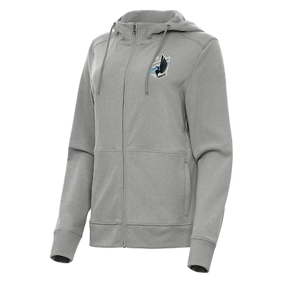 Women's Antigua Heather Gray Minnesota United FC Seeker Full-Zip Hoodie