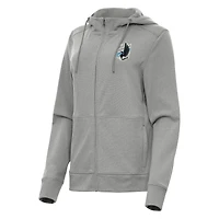 Women's Antigua Heather Gray Minnesota United FC Seeker Full-Zip Hoodie