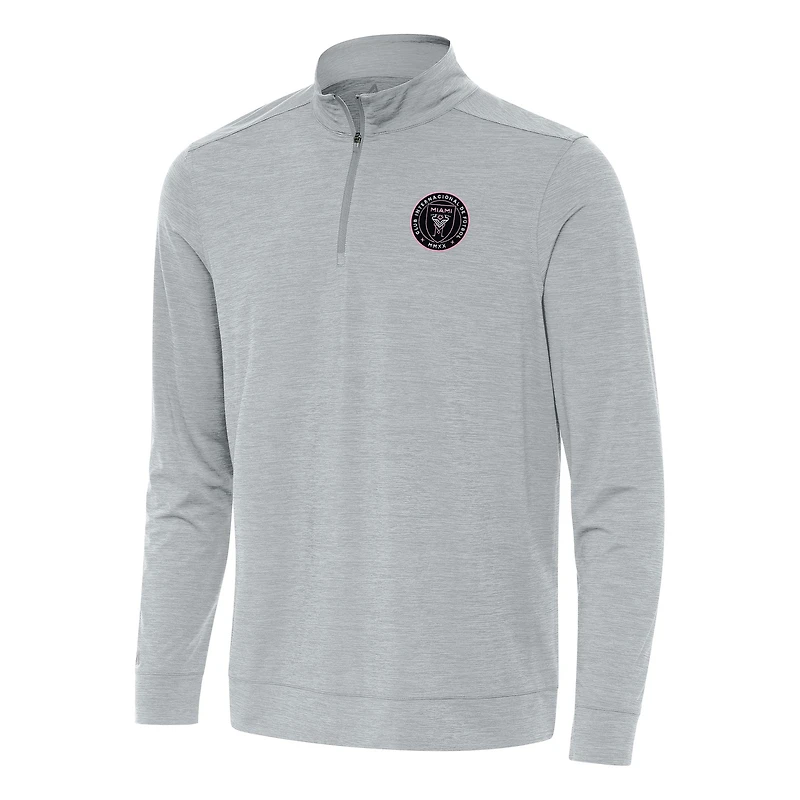 Men's Antigua Heather Gray Inter Miami CF Bright Quarter-Zip Top