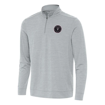 Men's Antigua Heather Gray Inter Miami CF Bright Quarter-Zip Top