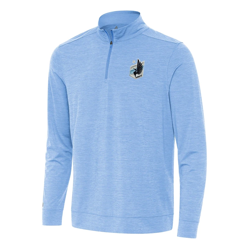 Men's Antigua Heather Powder Blue Minnesota United FC Bright Quarter-Zip Top