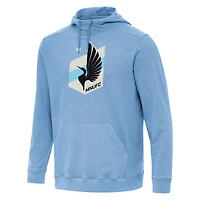Men's Antigua Heather Light Blue Minnesota United FC Cloud Pullover Hoodie