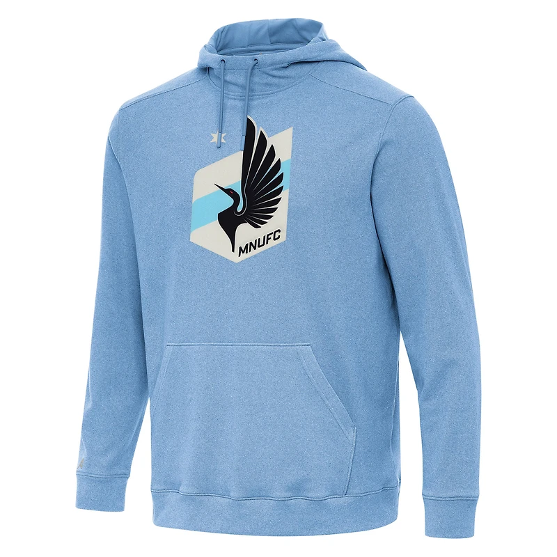 Men's Antigua Heather Light Blue Minnesota United FC Cloud Pullover Hoodie