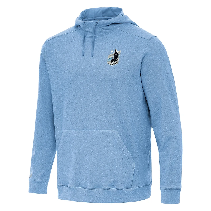 Men's Antigua Heather Powder Blue Minnesota United FC Cloud Pullover Hoodie