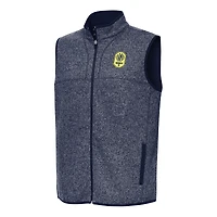 Men's Antigua Heather Navy Nashville SC Fortune Full-Zip Vest