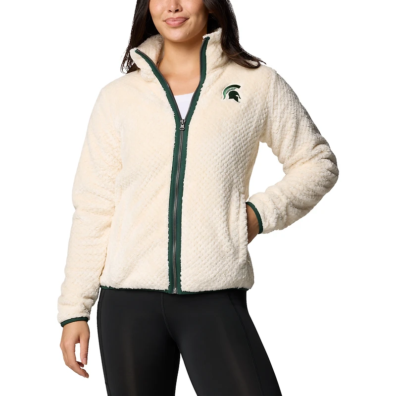 Women's Columbia  Cream Michigan State Spartans Fireside II Sherpa Full-Zip Jacket