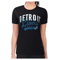 Women's G-III 4Her by Carl Banks Black Detroit Lions Super-Slim Fit Lightweight Filigree Team T-Shirt