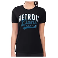 Women's G-III 4Her by Carl Banks Black Detroit Lions Super-Slim Fit Lightweight Filigree Team T-Shirt