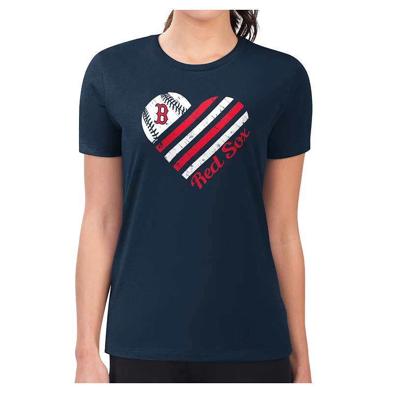 Women's G-III 4Her by Carl Banks  Navy Boston Red Sox Super-Slim Fit Lightweight Heart Graphic T-Shirt